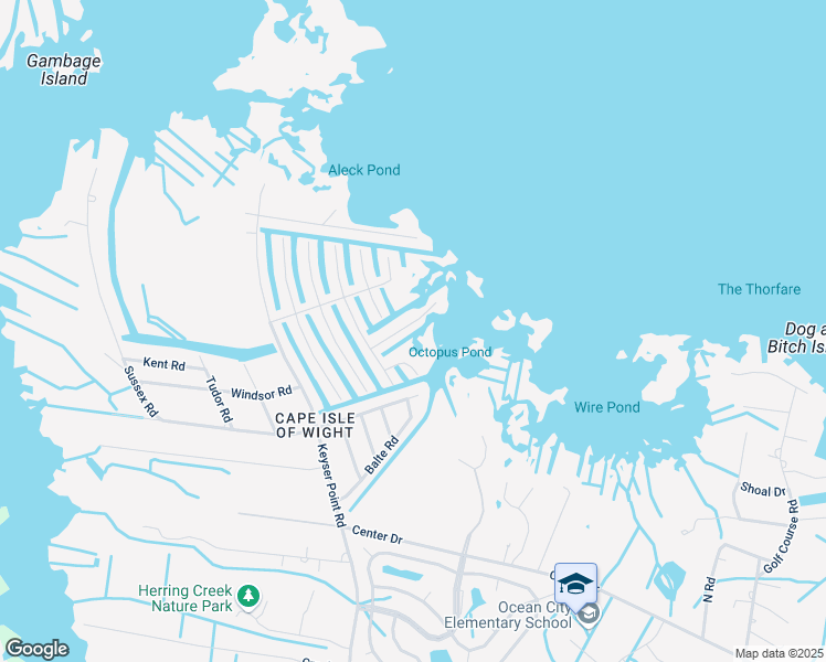 map of restaurants, bars, coffee shops, grocery stores, and more near 12633 Sheffield Road in Ocean City