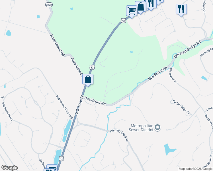 map of restaurants, bars, coffee shops, grocery stores, and more near in Prospect