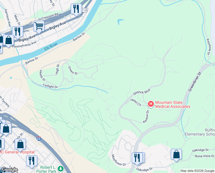 map of restaurants, bars, coffee shops, grocery stores, and more near 800 Association Drive in Charleston