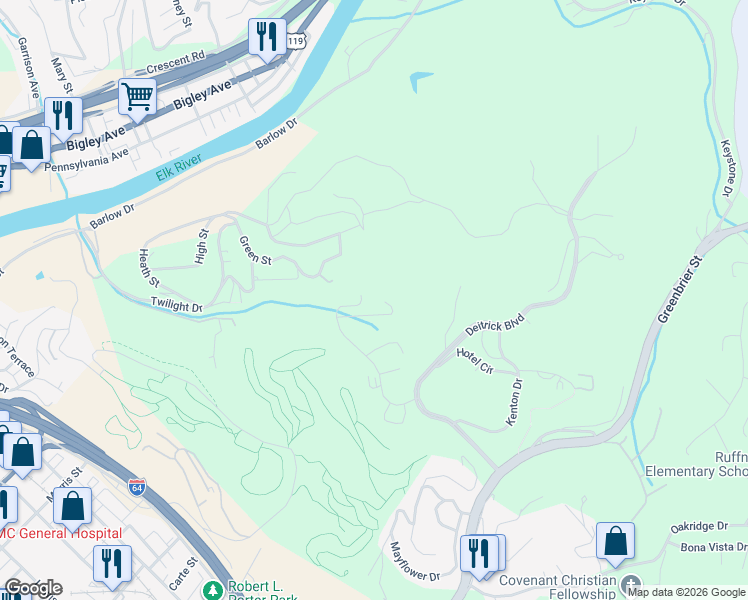 map of restaurants, bars, coffee shops, grocery stores, and more near 800 Association Drive in Charleston