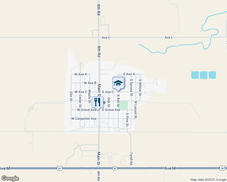 map of restaurants, bars, coffee shops, grocery stores, and more near 201 East Avenue B in Chase