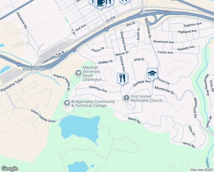 map of restaurants, bars, coffee shops, grocery stores, and more near 236 Sutherland Drive in Charleston