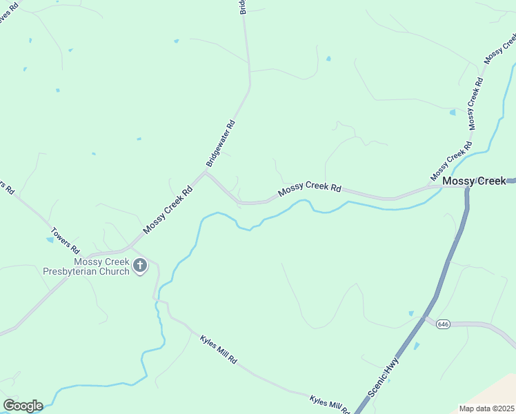 map of restaurants, bars, coffee shops, grocery stores, and more near 1067 Mossy Creek Road in Bridgewater