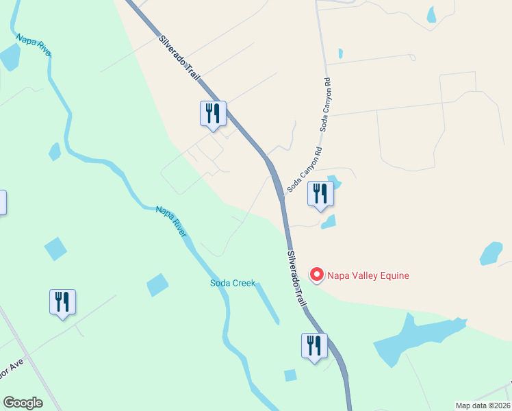 map of restaurants, bars, coffee shops, grocery stores, and more near 1039 Petra Drive in Napa