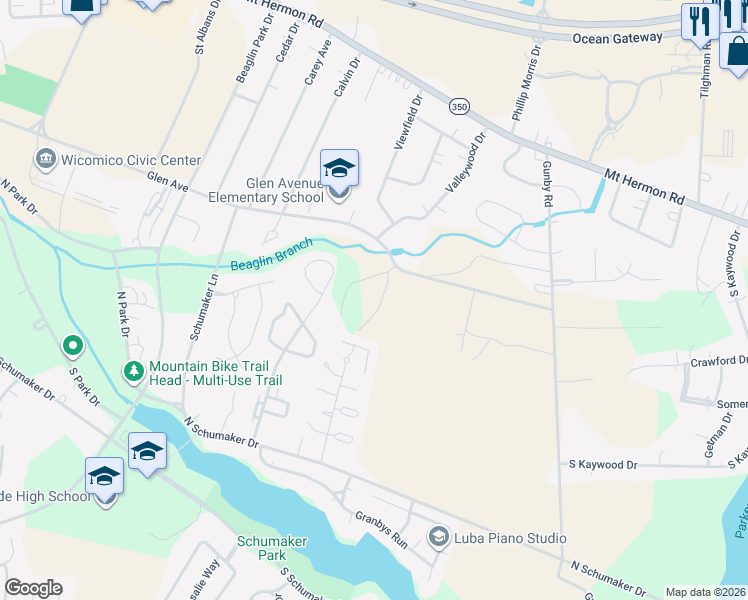 map of restaurants, bars, coffee shops, grocery stores, and more near 509 Edgewater Drive in Salisbury