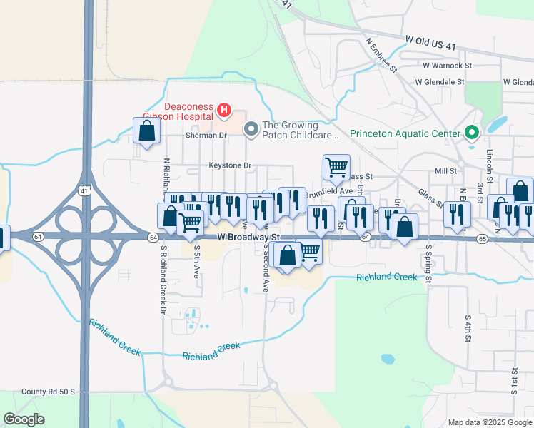 map of restaurants, bars, coffee shops, grocery stores, and more near 153 North 2nd Avenue in Princeton