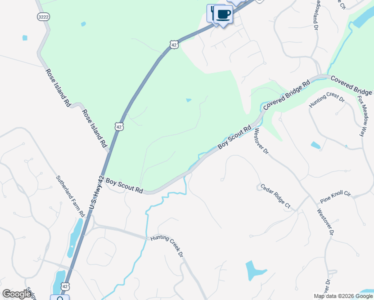 map of restaurants, bars, coffee shops, grocery stores, and more near 7734 Woodbridge Hill Lane in Prospect