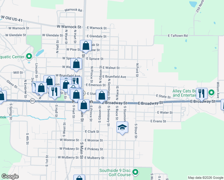 map of restaurants, bars, coffee shops, grocery stores, and more near 201-299 North Seminary Street in Princeton