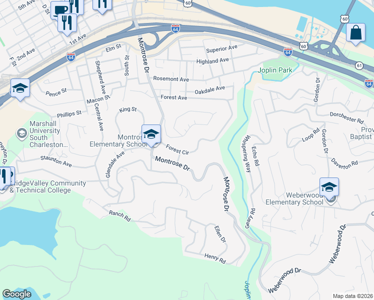 map of restaurants, bars, coffee shops, grocery stores, and more near 690 Forest Circle in Charleston