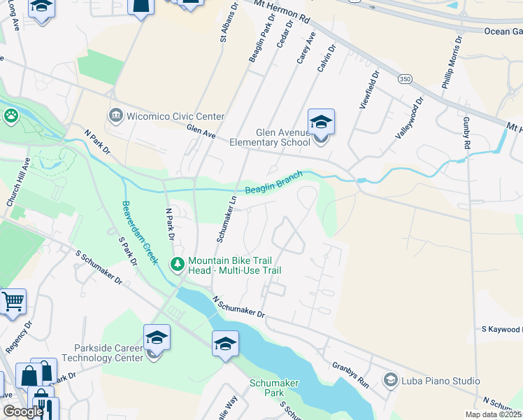map of restaurants, bars, coffee shops, grocery stores, and more near 602 Terrapin Lane in Salisbury