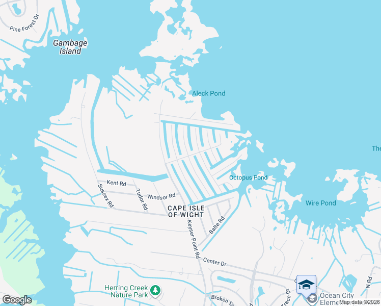 map of restaurants, bars, coffee shops, grocery stores, and more near 10427 Brighton Road in Ocean City