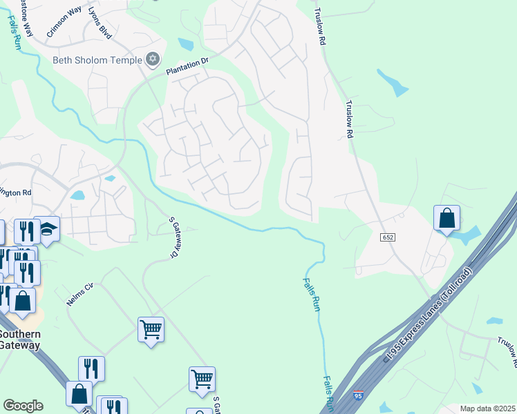 map of restaurants, bars, coffee shops, grocery stores, and more near 24 Shadwell Court in Fredericksburg