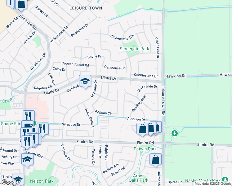 map of restaurants, bars, coffee shops, grocery stores, and more near 618 Whisperglen Court in Vacaville
