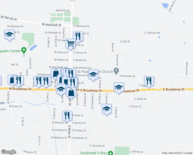 map of restaurants, bars, coffee shops, grocery stores, and more near 410 East State Street in Princeton