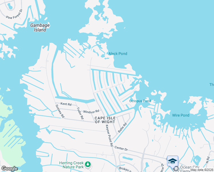 map of restaurants, bars, coffee shops, grocery stores, and more near 10427 Brighton Road in Ocean City