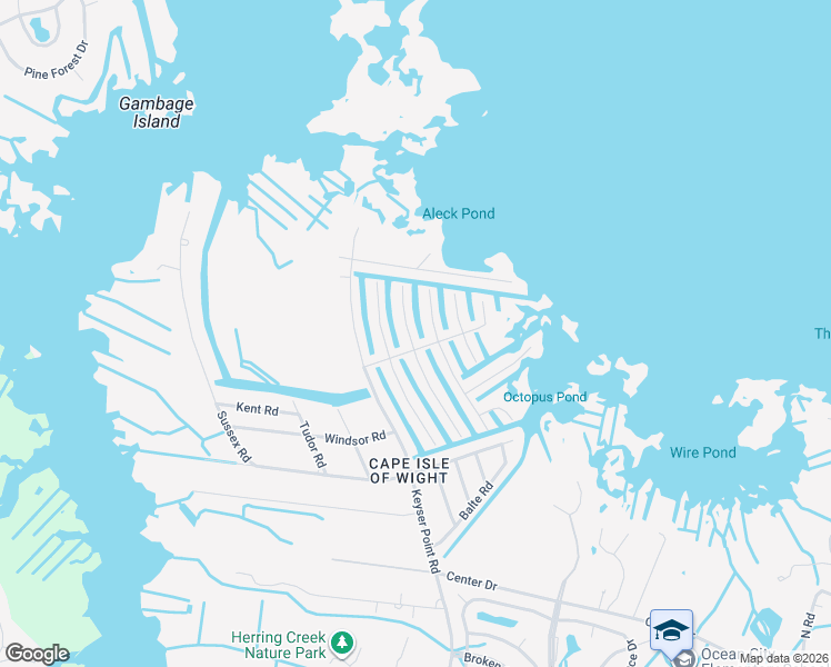 map of restaurants, bars, coffee shops, grocery stores, and more near 10427 Brighton Road in Ocean City