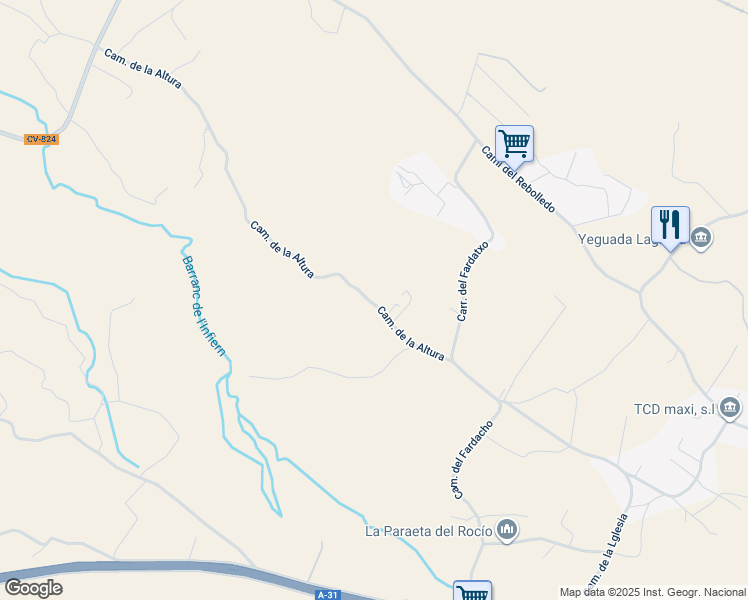 map of restaurants, bars, coffee shops, grocery stores, and more near 60 Camino de la Altura in Alacant