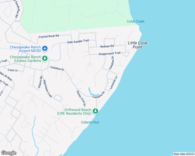 map of restaurants, bars, coffee shops, grocery stores, and more near 12200 Bonanza Trail in Lusby