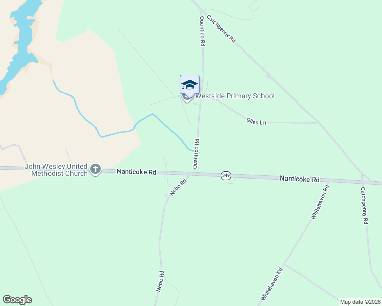 map of restaurants, bars, coffee shops, grocery stores, and more near 5970 Quantico Road in Quantico