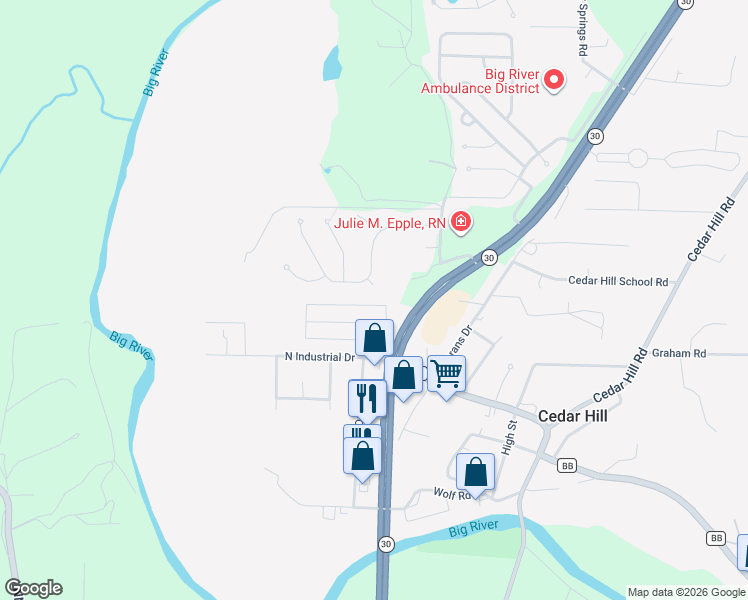 map of restaurants, bars, coffee shops, grocery stores, and more near in Cedar Hill