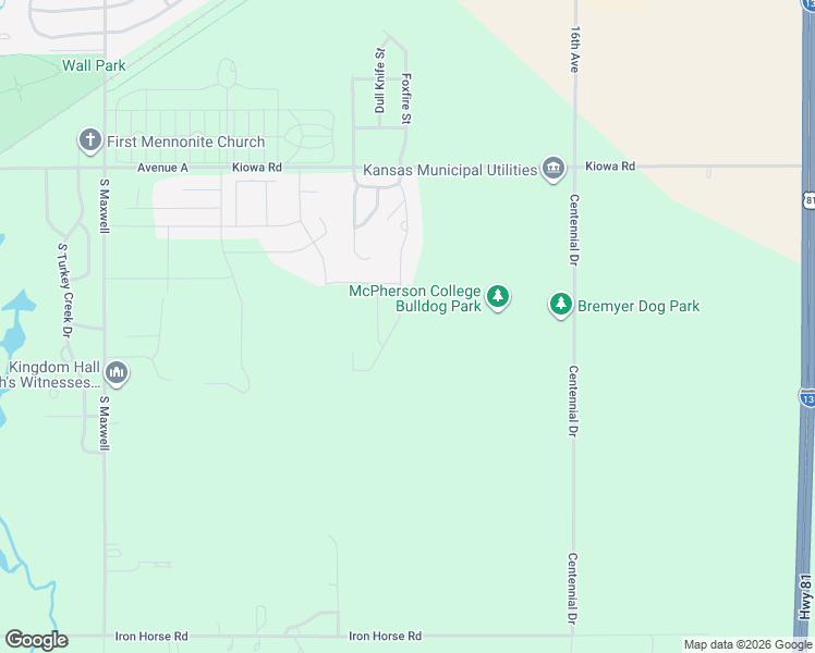 map of restaurants, bars, coffee shops, grocery stores, and more near 801 Deerfield Road in McPherson