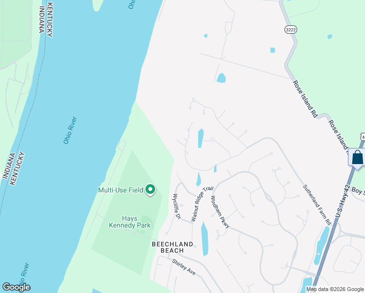map of restaurants, bars, coffee shops, grocery stores, and more near 7800 Sutherland Farm Road in Prospect