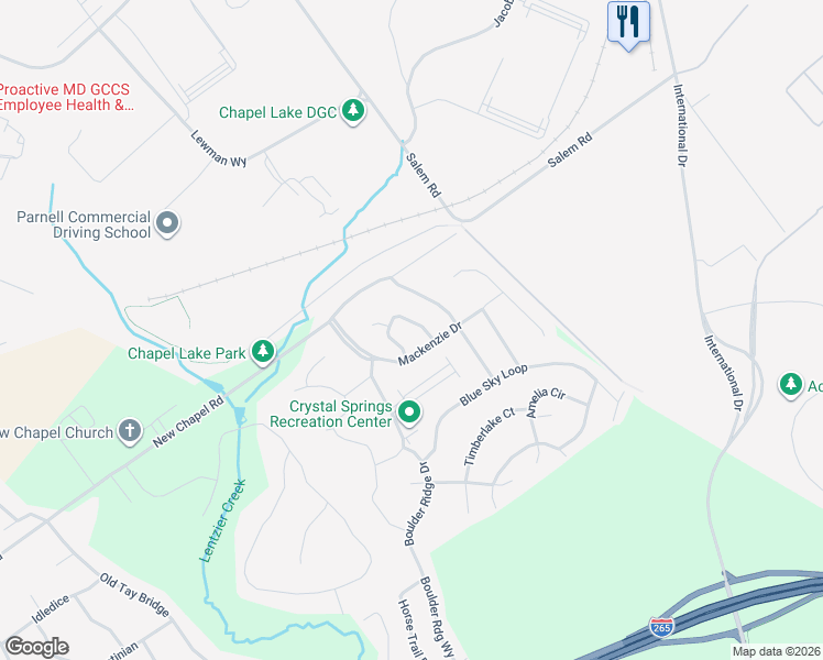 map of restaurants, bars, coffee shops, grocery stores, and more near 3120 Ambercrest Loop in Jeffersonville