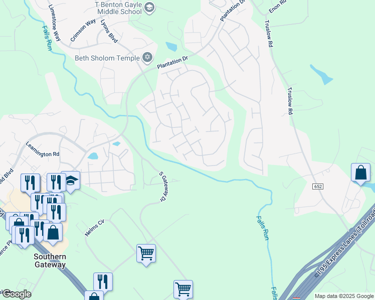 map of restaurants, bars, coffee shops, grocery stores, and more near 4 Reston Drive in Fredericksburg
