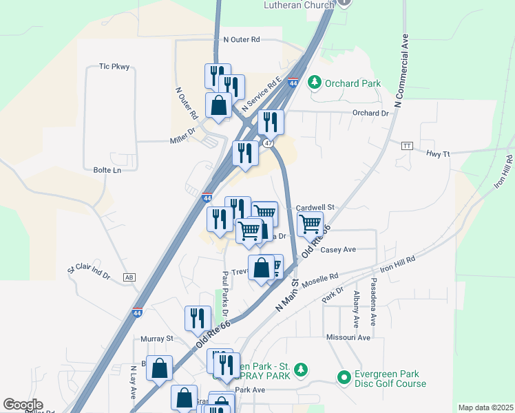 map of restaurants, bars, coffee shops, grocery stores, and more near Saint Clair Plaza Court North in Saint Clair