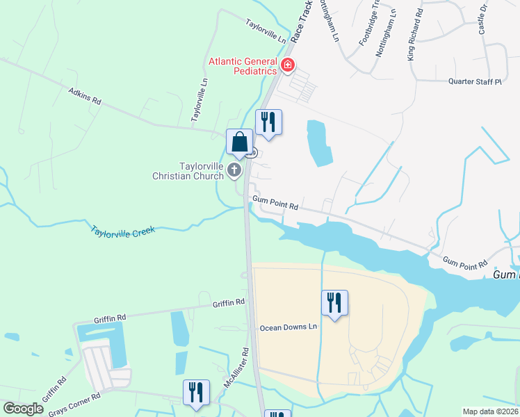 map of restaurants, bars, coffee shops, grocery stores, and more near in Worcester County