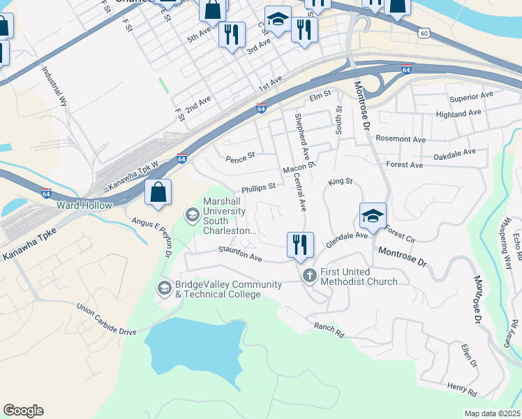 map of restaurants, bars, coffee shops, grocery stores, and more near 235 Sutherland Drive in Charleston