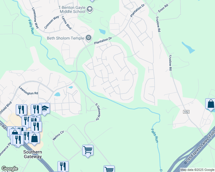 map of restaurants, bars, coffee shops, grocery stores, and more near 6 Hanover Drive in Fredericksburg