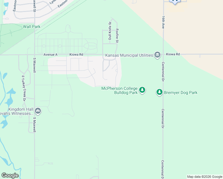 map of restaurants, bars, coffee shops, grocery stores, and more near 2090 East Avenue A in McPherson