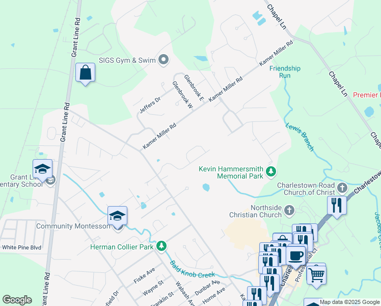 map of restaurants, bars, coffee shops, grocery stores, and more near 3024 Elisa Court in New Albany