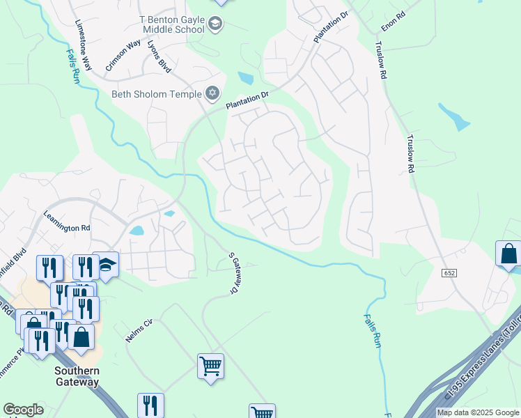 map of restaurants, bars, coffee shops, grocery stores, and more near 4 Hanover Drive in Fredericksburg