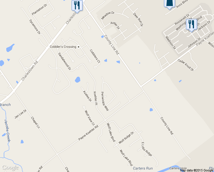 map of restaurants, bars, coffee shops, grocery stores, and more near 3134 White Blossom Cir in New Albany