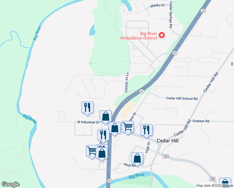 map of restaurants, bars, coffee shops, grocery stores, and more near in Jefferson County