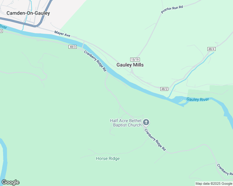 map of restaurants, bars, coffee shops, grocery stores, and more near 265 Cranberry Ridge Road in Camden-on-Gauley