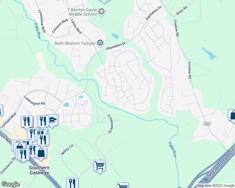 map of restaurants, bars, coffee shops, grocery stores, and more near 21 Buchanan Court in Fredericksburg