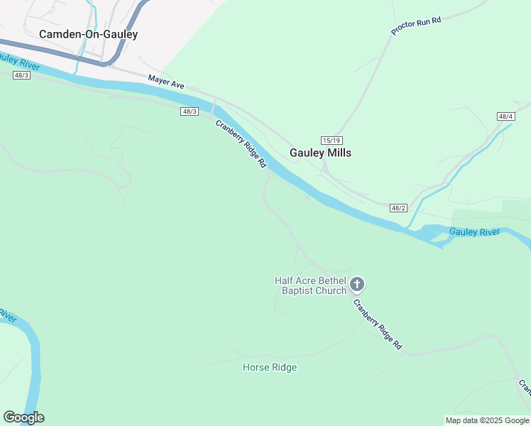 map of restaurants, bars, coffee shops, grocery stores, and more near 265 Cranberry Ridge Road in Camden-on-Gauley