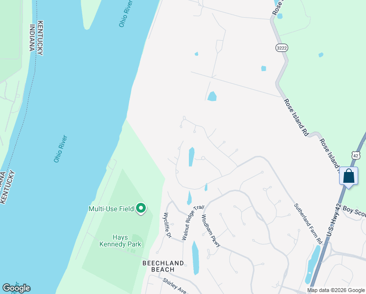 map of restaurants, bars, coffee shops, grocery stores, and more near 7800 Sutherland Farm Road in Prospect