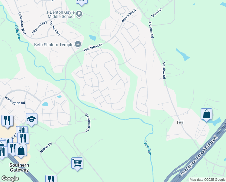 map of restaurants, bars, coffee shops, grocery stores, and more near 33 Lucketts Court in Fredericksburg