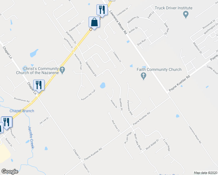 map of restaurants, bars, coffee shops, grocery stores, and more near 3116 Honeysuckle Court in New Albany