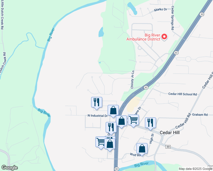 map of restaurants, bars, coffee shops, grocery stores, and more near 8324 Crystal Ridge Court in Cedar Hill