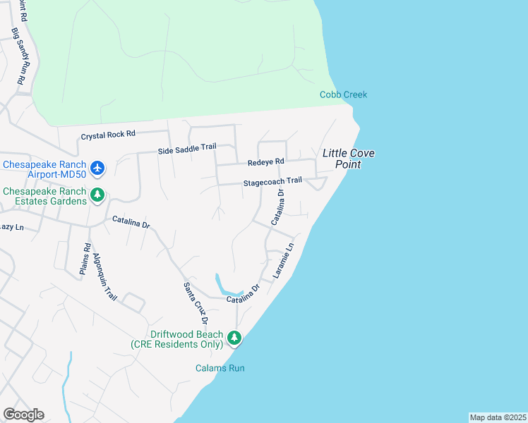 map of restaurants, bars, coffee shops, grocery stores, and more near 12148 Bonanza Trail in Lusby