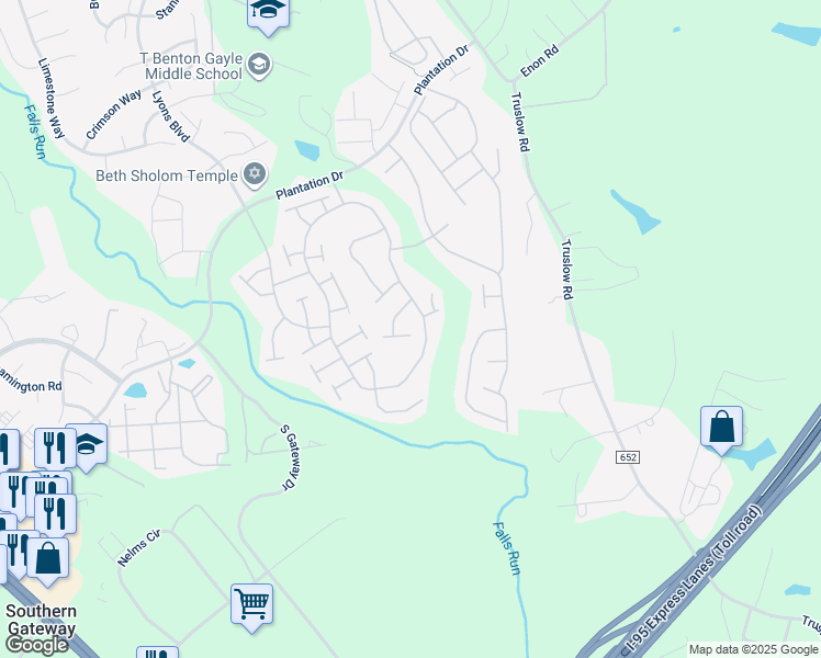 map of restaurants, bars, coffee shops, grocery stores, and more near 18 Lucketts Court in Fredericksburg