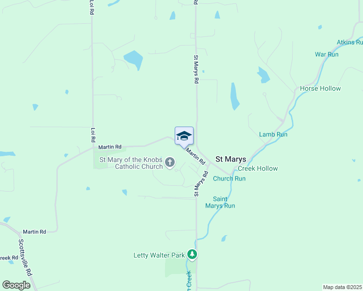 map of restaurants, bars, coffee shops, grocery stores, and more near 3033 Martin Road in Floyds Knobs