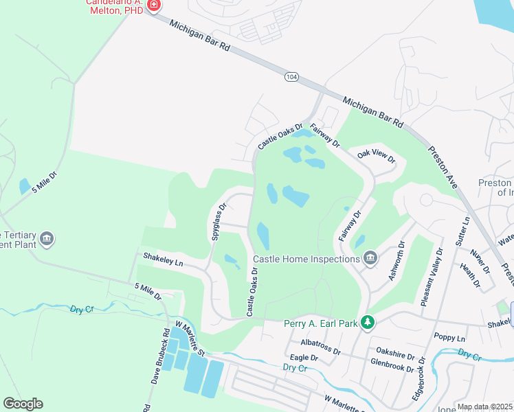 map of restaurants, bars, coffee shops, grocery stores, and more near 600 Castle Oaks Drive in Ione