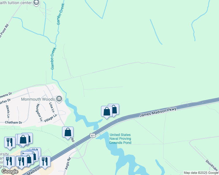 map of restaurants, bars, coffee shops, grocery stores, and more near 17331 Sarah Ln in King George