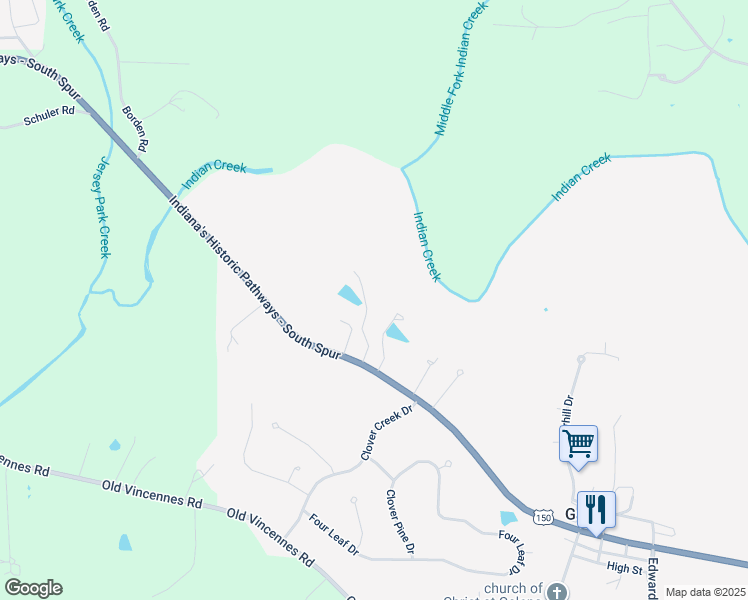 map of restaurants, bars, coffee shops, grocery stores, and more near 7674 U.S. 150 in Greenville